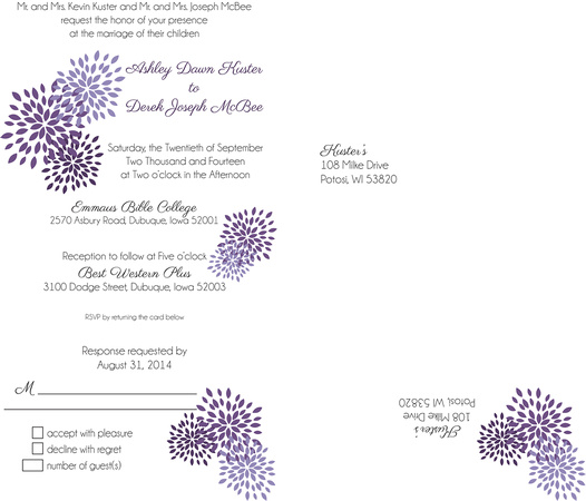 Flower Inspired Invitation with tear off RSVP card